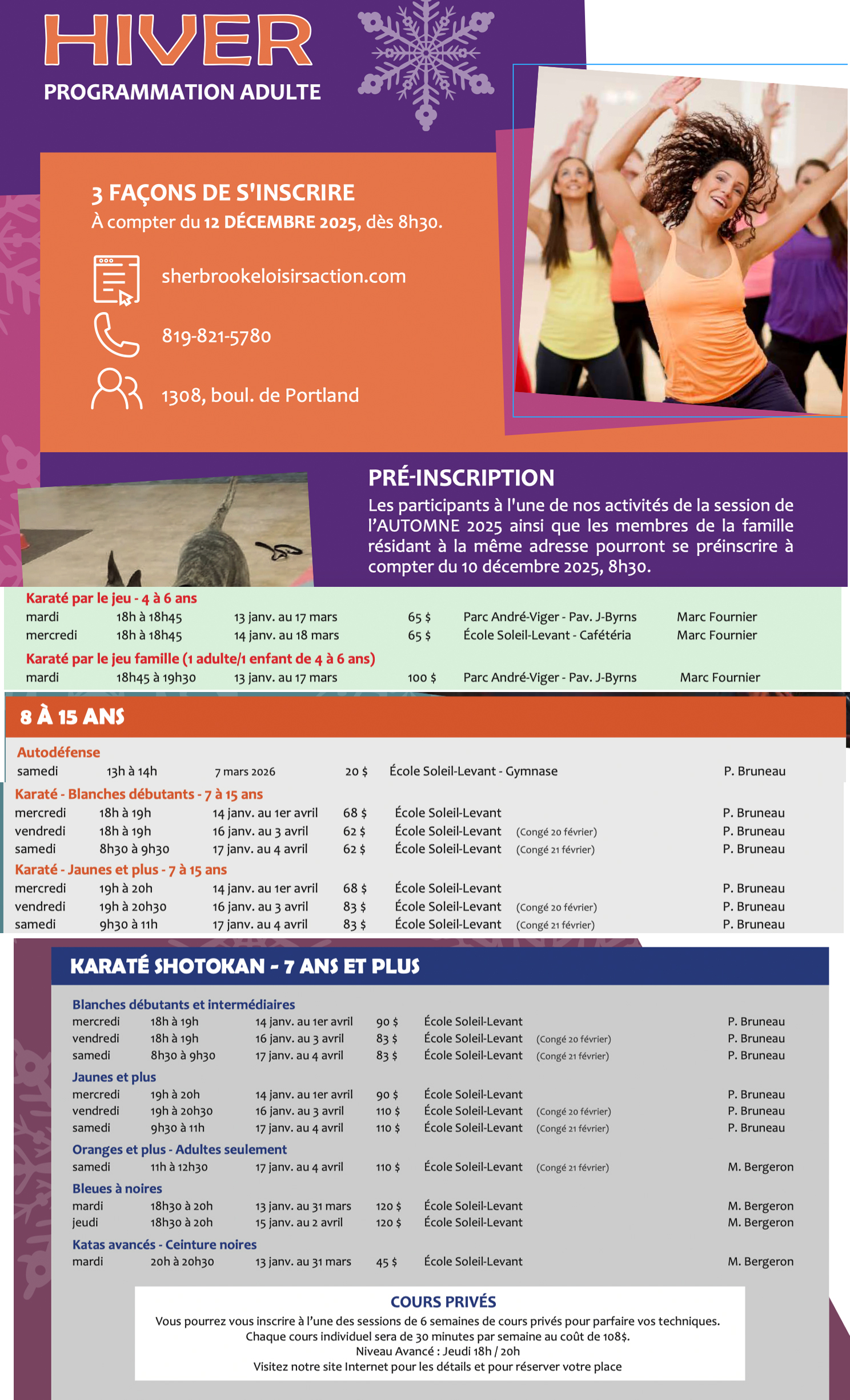 Horaire de la session d'HIVER 2026